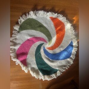 Vintage Groovy Candy Swirl Handmade Crocheted Circle Rug